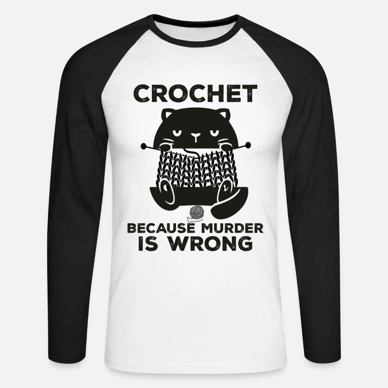 Uncinetto perché l'omicidio è sbagliato - Maglia da baseball a manica lunga da uomo - bianco/nero