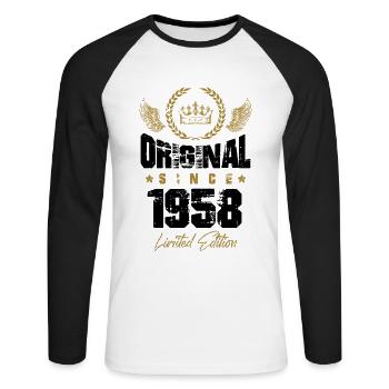 1958 limited edition - Unisex Long Sleeve Baseball T-Shirt - white/black - Front - Nik (191cm)