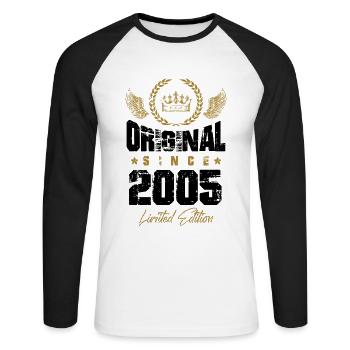 2005 limited edition - Unisex Long Sleeve Baseball T-Shirt - white/black - Front - Nik (191cm)