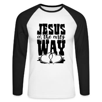 Jesus is the Way - Unisex Long Sleeve Baseball T-Shirt - white/black - Front - Nik (191cm)