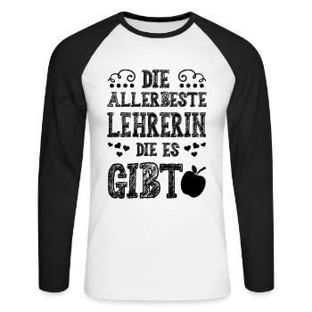 Allerbeste Lehrerin - Unisex Baseballshirt langarm - Weiß/Schwarz - Vorne - Nik (191cm)