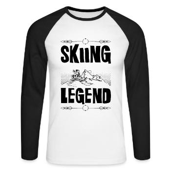 Légende du ski - T-shirt baseball manches longues Homme - blanc/noir - Devant - Nik (191cm)