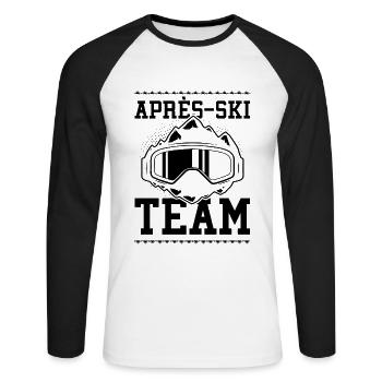 Après Ski Team - Unisex Long Sleeve Baseball T-Shirt - white/black - Front - Nik (191cm)