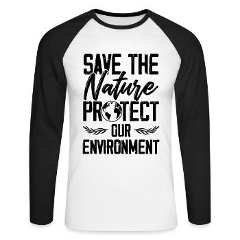 natutschutz recycler - T-shirt baseball manches longues Homme - blanc/noir - Devant - Nik (191cm)