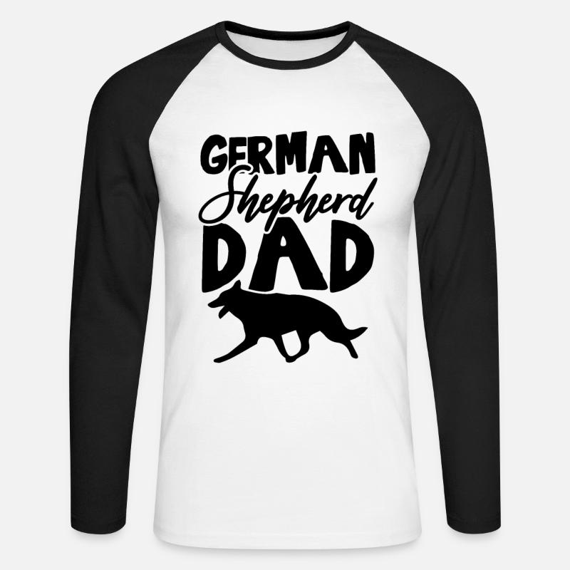 deutscher schäferhund papa - Unisex Baseballshirt langarm - Weiß/Schwarz