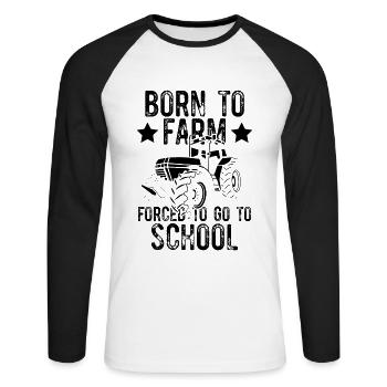 born to farm school - Unisex Long Sleeve Baseball T-Shirt - white/black - Front - Nik (191cm)