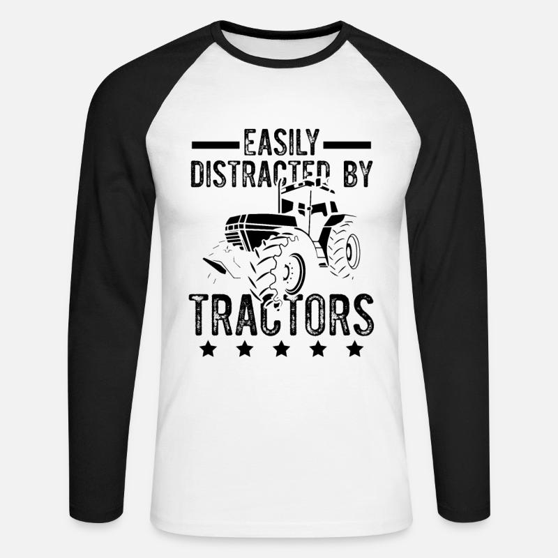 traktor farmer - Unisex Baseballshirt langarm - Weiß/Schwarz