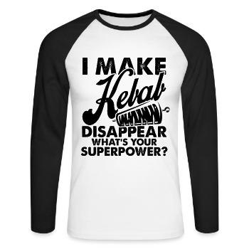doner kebab - Unisex Long Sleeve Baseball T-Shirt - white/black - Front - Nik (191cm)
