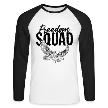 freedom squad - Unisex Long Sleeve Baseball T-Shirt - white/black - Front - Nik (191cm)