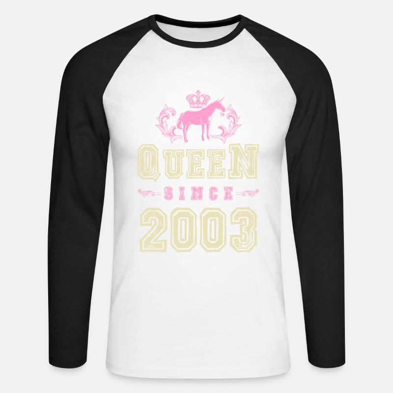 2003 Queen Einhorn - Unisex Baseballshirt langarm - Weiß/Schwarz