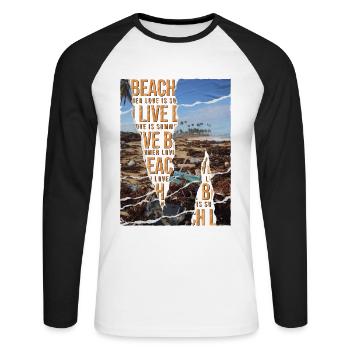 Sarcastic summer design garbage on the beach - Unisex Long Sleeve Baseball T-Shirt - white/black - Front - Nik (191cm)
