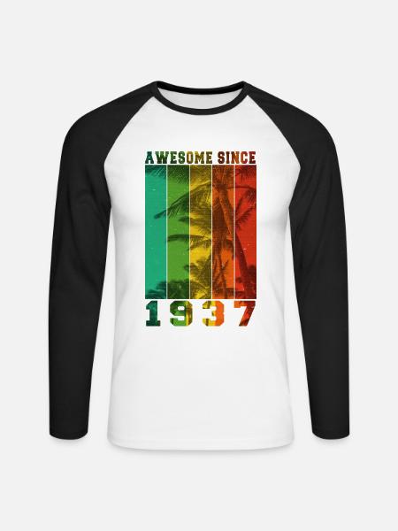 Awesome Since 1937 - Unisex Long Sleeve Baseball T-Shirt - white/black