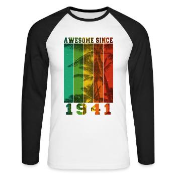 Awesome Since 1941 - Unisex Long Sleeve Baseball T-Shirt - white/black - Front - Nik (191cm)