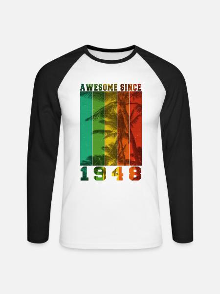 Awesome Since 1948 - Unisex Long Sleeve Baseball T-Shirt - white/black