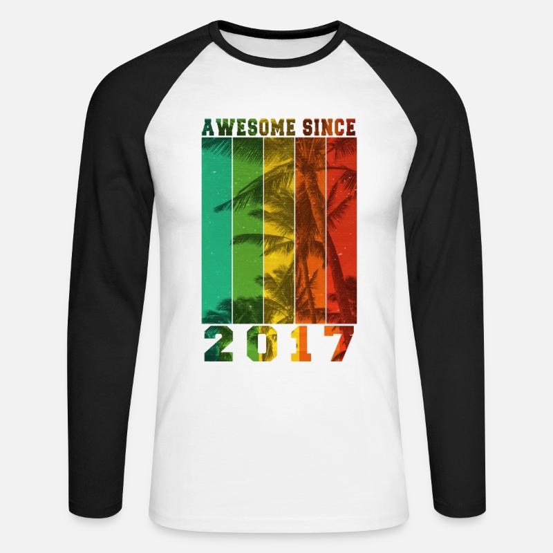 Großartig seit 2017 - Unisex Baseballshirt langarm - Weiß/Schwarz