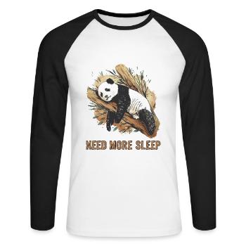 Funny Sleeping Panda Pajamas - Unisex Long Sleeve Baseball T-Shirt - white/black - Front - Nik (191cm)