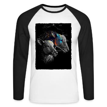 Sheep Portrait - Unisex Long Sleeve Baseball T-Shirt - white/black - Front - Nik (191cm)