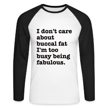 Beauté naturelle Pas de graisse buccale Romover Citation - T-shirt baseball manches longues Homme - blanc/noir - Devant - Nik (191cm)