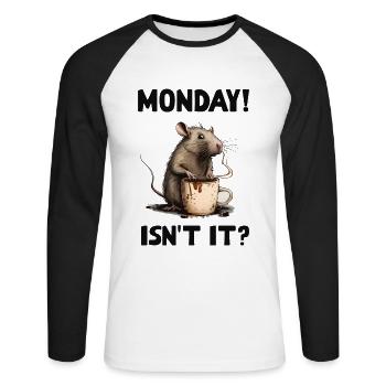 Monday! Isn't it? Rat coffee - Unisex Long Sleeve Baseball T-Shirt - white/black - Front - Nik (191cm)