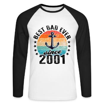 Bester Papa der Welt seit 2001 Anker - Unisex Baseballshirt langarm - Weiß/Schwarz - Vorne - Nik (191cm)