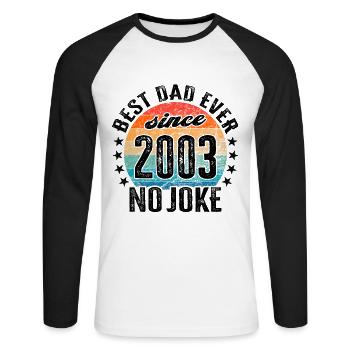 Bester Papa der Welt seit 2003 No Joke - Unisex Baseballshirt langarm - Weiß/Schwarz - Vorne - Nik (191cm)