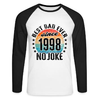 Bester Papa der Welt seit 1998 No Joke - Unisex Baseballshirt langarm - Weiß/Schwarz - Vorne - Nik (191cm)