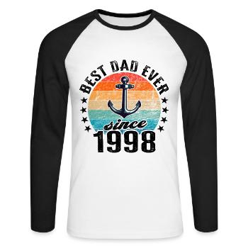 Bester Papa der Welt seit 1998 Anker - Unisex Baseballshirt langarm - Weiß/Schwarz - Vorne - Nik (191cm)