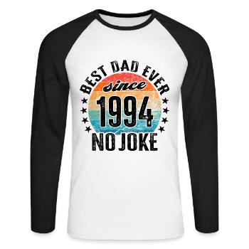 Meilleur papa du monde depuis 1994 No Joke - T-shirt baseball manches longues Homme - blanc/noir - Devant - Nik (191cm)