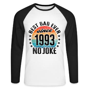 Meilleur papa du monde depuis 1993 No Joke - T-shirt baseball manches longues Homme - blanc/noir - Devant - Nik (191cm)