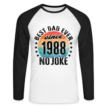 Bester Papa der Welt seit 1988 Vatertag - Unisex Baseballshirt langarm - Weiß/Schwarz - Vorne - Nik (191cm)