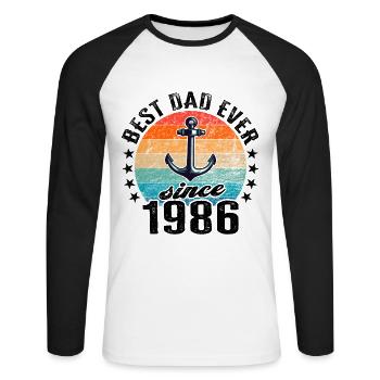 Meilleur papa du monde depuis 1986 Fête des pères - T-shirt baseball manches longues Homme - blanc/noir - Devant - Nik (191cm)