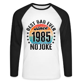 Bester Papa der Welt seit 1985 Vatertag - Unisex Baseballshirt langarm - Weiß/Schwarz - Vorne - Nik (191cm)
