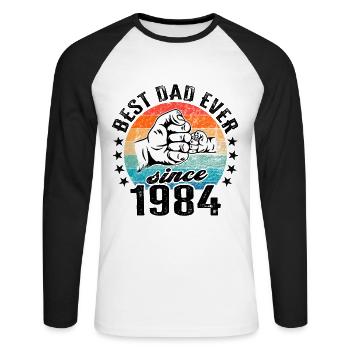 Meilleur papa du monde depuis 1984 Fête des Pères - T-shirt baseball manches longues Homme - blanc/noir - Devant - Nik (191cm)