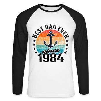 Meilleur papa du monde depuis 1984 Fête des Pères - T-shirt baseball manches longues Homme - blanc/noir - Devant - Nik (191cm)