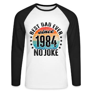 Meilleur papa du monde depuis 1984 Fête des Pères - T-shirt baseball manches longues Homme - blanc/noir - Devant - Nik (191cm)