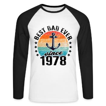 Bester Papa der Welt seit 1978 Vatertag - Unisex Baseballshirt langarm - Weiß/Schwarz - Vorne - Nik (191cm)