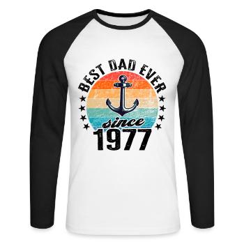 Bester Papa der Welt seit 1977 Vatertag - Unisex Baseballshirt langarm - Weiß/Schwarz - Vorne - Nik (191cm)