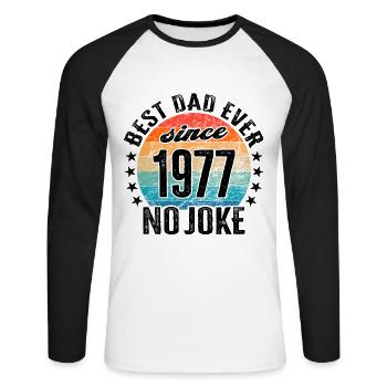 Bester Papa der Welt seit 1977 Vatertag - Unisex Baseballshirt langarm - Weiß/Schwarz - Vorne - Nik (191cm)
