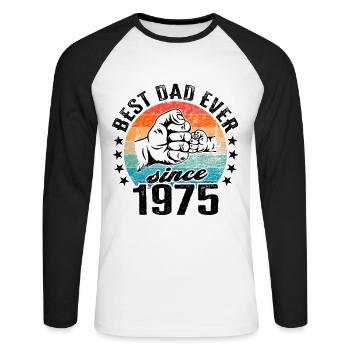 Best dad in the world since 1975 Father's Day - Unisex Long Sleeve Baseball T-Shirt - white/black - Front - Nik (191cm)