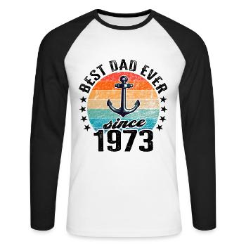 Bester Papa der Welt seit 1973 Vatertag - Unisex Baseballshirt langarm - Weiß/Schwarz - Vorne - Nik (191cm)