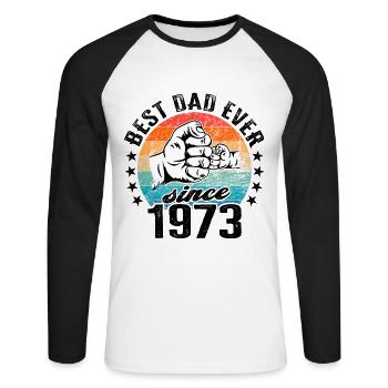 Meilleur papa du monde depuis 1973 anniversaire de la fête des pères - T-shirt baseball manches longues Homme - blanc/noir - Devant - Nik (191cm)