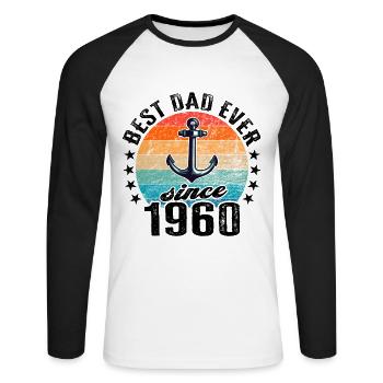 Bester Papa der Welt seit 1960 Vatertag - Unisex Baseballshirt langarm - Weiß/Schwarz - Vorne - Nik (191cm)