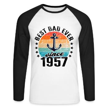Bester Papa der Welt seit 1957 Anker - Unisex Baseballshirt langarm - Weiß/Schwarz - Vorne - Nik (191cm)