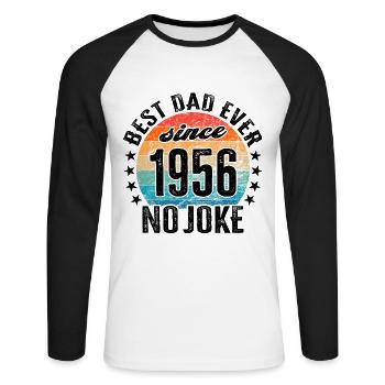 Best dad in the world since 1956 No Joke - Unisex Long Sleeve Baseball T-Shirt - white/black - Front - Nik (191cm)