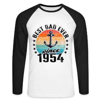 Meilleur père du monde depuis 1954 Fête des pères - T-shirt baseball manches longues Homme - blanc/noir - Devant - Nik (191cm)