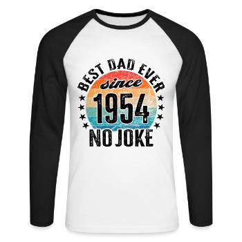 Meilleur père du monde depuis 1954 Fête des pères - T-shirt baseball manches longues Homme - blanc/noir - Devant - Nik (191cm)