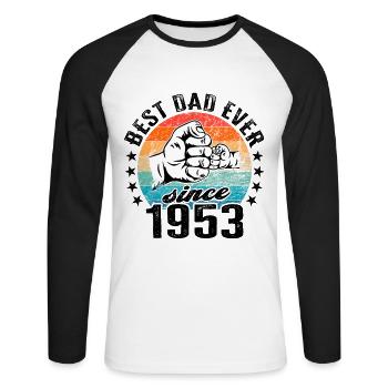 Bester Papa der Welt seit 1953 Vatertag - Unisex Baseballshirt langarm - Weiß/Schwarz - Vorne - Nik (191cm)