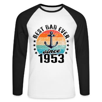 Bester Papa der Welt seit 1953 Vatertag - Unisex Baseballshirt langarm - Weiß/Schwarz - Vorne - Nik (191cm)