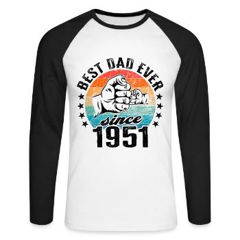 Bester Papa der Welt seit 1951 Vatertag - Unisex Baseballshirt langarm - Weiß/Schwarz - Vorne - Nik (191cm)