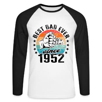 Bester Papa der Welt seit 1952 Vatertag - Unisex Baseballshirt langarm - Weiß/Schwarz - Vorne - Nik (191cm)